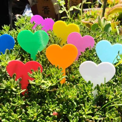 100 Pieces Plastic Plant T-Type Tags 4.6x8.2cm Nursery Garden Labels Waterproof Easy To Write Heart Shape Design