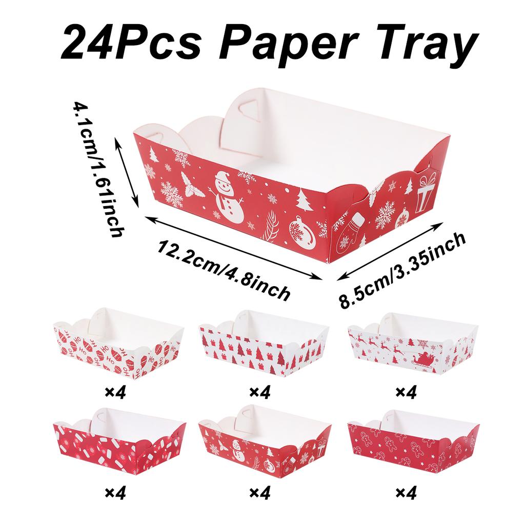 Christmas Paper Food Tray Merry Christmas Decoration for Home 2025 Navidad Natal Snack Candy Pallet Xmas Ornament New Year 2026