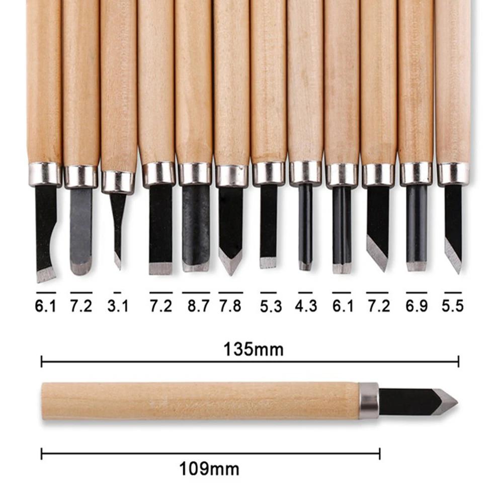 3/6/12PCS Wood Carving Chisel Set Woodworking Tools Hand Chisels Wood Gouges for Woodworkers Professional Wood Carving Tools Kit