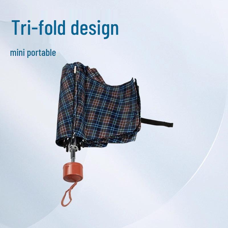 Ombrello pieghevole a tre ante: Manuale, Rinforzato, Design Grande Pieghevole per Sole e Pioggia