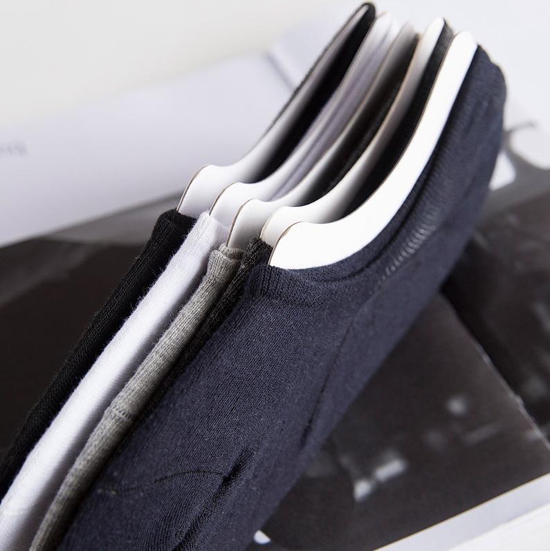 Men's Low-Cut Cotton Boat Socks - Invisible, Odor-Resistant, Sweat-Absorbent, Solid Black & White Sports Socks.