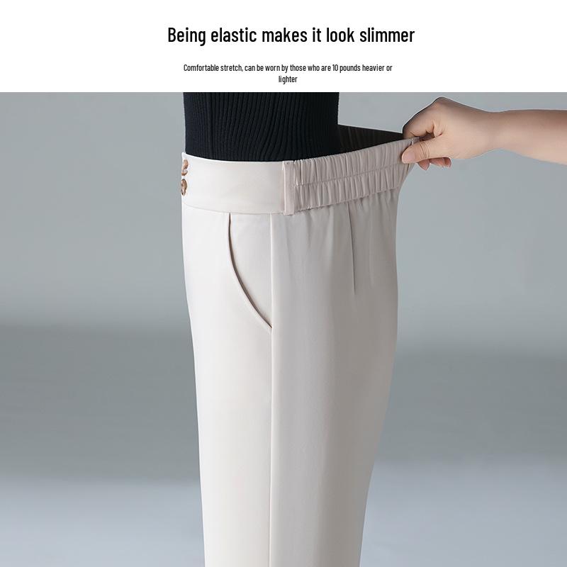 Women's High Waist Wide Leg Trousers - 2025 Spring Collection, High-End Drape, Casual Straight Leg Pants