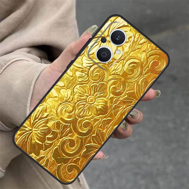 

Золотой чехол с цветочным узором для OPPO Reno 8T 13F 14F 12F 11F 10 12 13 14 Pro 7 8 Lite OPPO Find X8 X6 X9 Pro OPPO Find X9 Pro