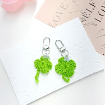 Lucky Four-Leaf Clover Mini Knit Keychain