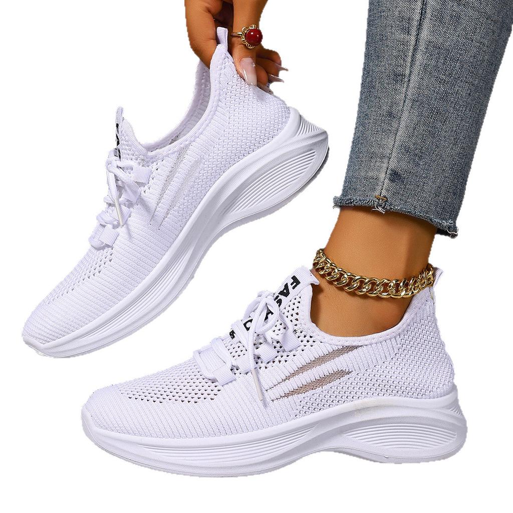 Shoes Women's Flying Woven Women's Net Shoes Versatile Trend Casual Foreign Trade Women's Sports Shoes Soft Sole Breathable Lightweight Women's Shoes