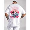 Tokyo Crane Mountain Graphic Men's Cotton Crew Neck T-Shirt Summer Short Sleeve Tee