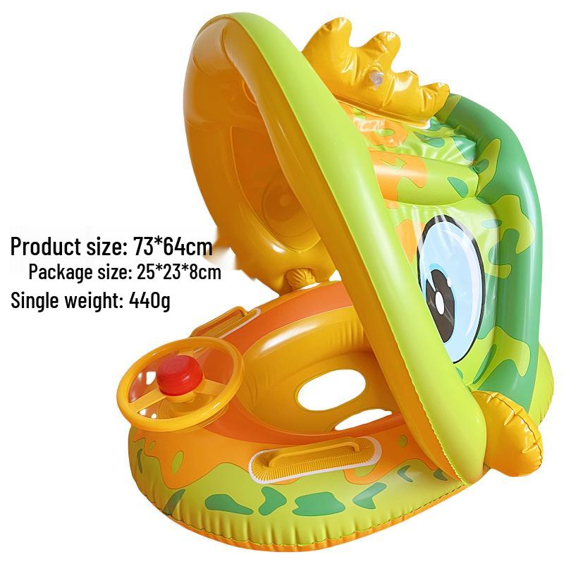 Large Toddler Boat-Themed Swimming Ring with Canopy & Steering Wheel