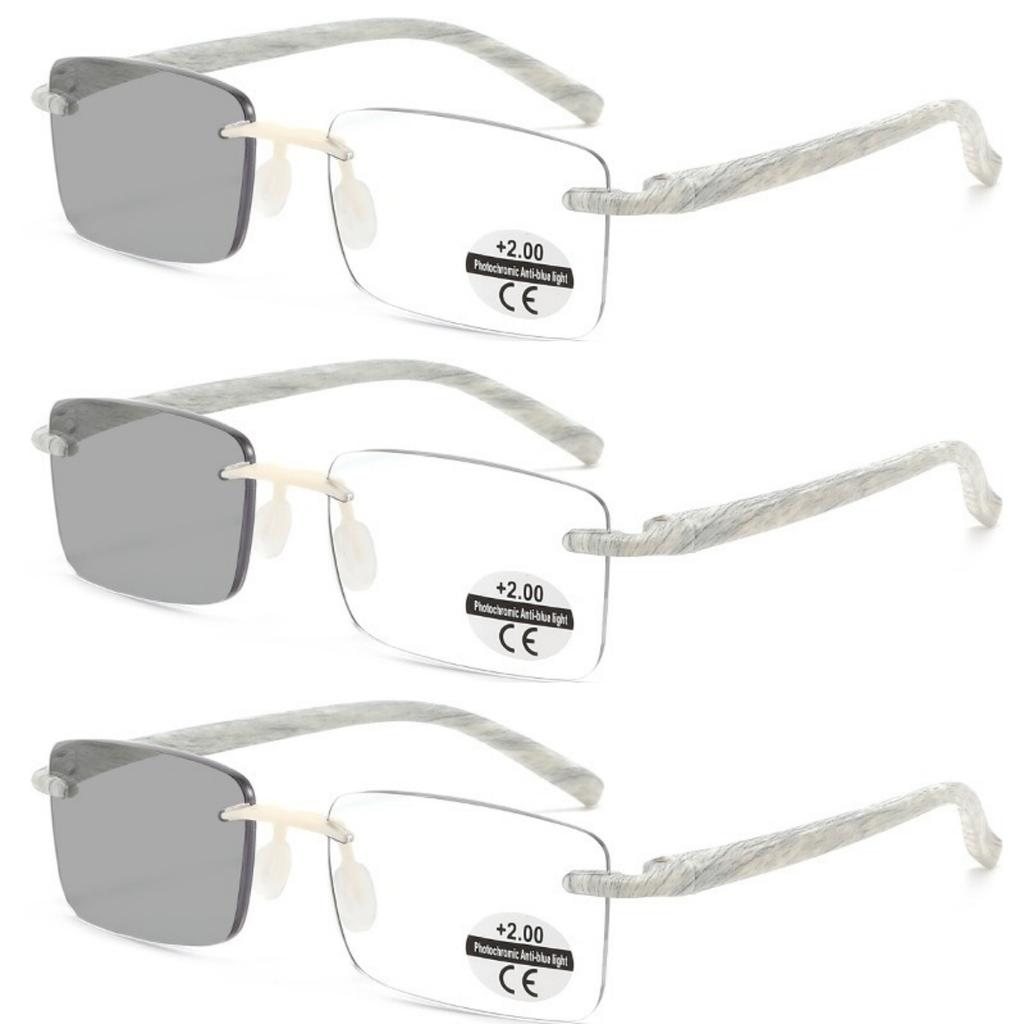 3pcs Retro Reading Glasses For Men Women Rimless Design Men's Presbyopic Glasses Blue Light Blocking