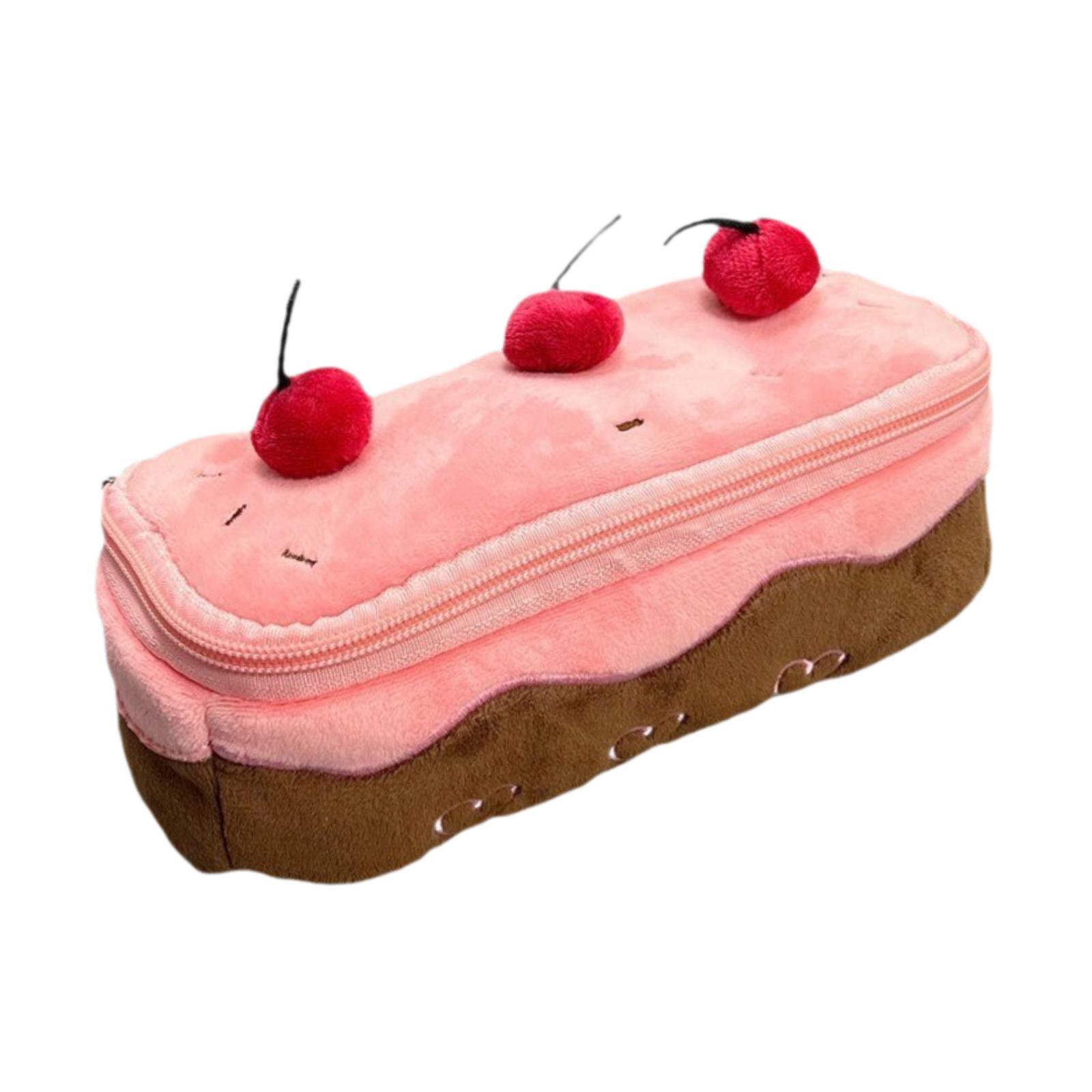 

Plush Pencil Case Cherry Cake Shape Soft Cute Creative Pens Holder Cosmetic Bag Plush Stationery Pouch Home Teens Girls Children