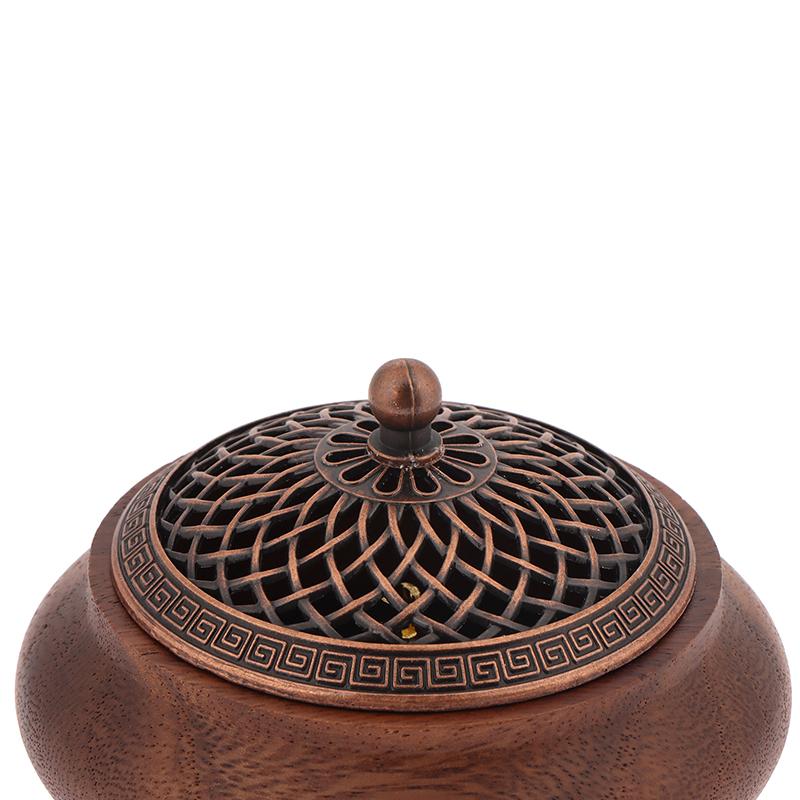 1Pc Walnut Retro Solid Wood Round Incense Burner High-End Atmospheric Home Indoor Incense Burner Chinese Creative Ornaments