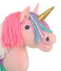 Hobby Horse Unicorn on a Stick Pink with Colorful Mane and Golden Horn A4