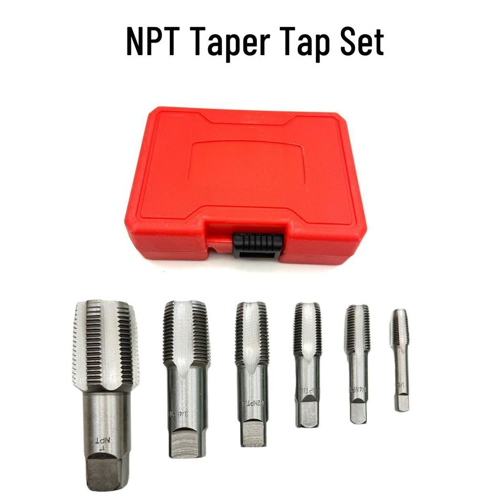 Thread Repair Tool NPT Taper Tap Set, 5-Piece and 6-Piece Bearing Steel Pipe Thread Tap