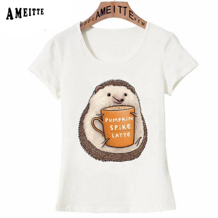 

Футболка «День ежа с любовью» и тыквой, латте, дизайн, женские повседневные топы, летние модные женские футболки L белый