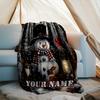 1PC Custom Name Winter Snowman Lantern Scene outdooor Flannel blankets Throw Blanket All-Season Throw Gift Bedspread for Couch, Bed, Camping Holiday B