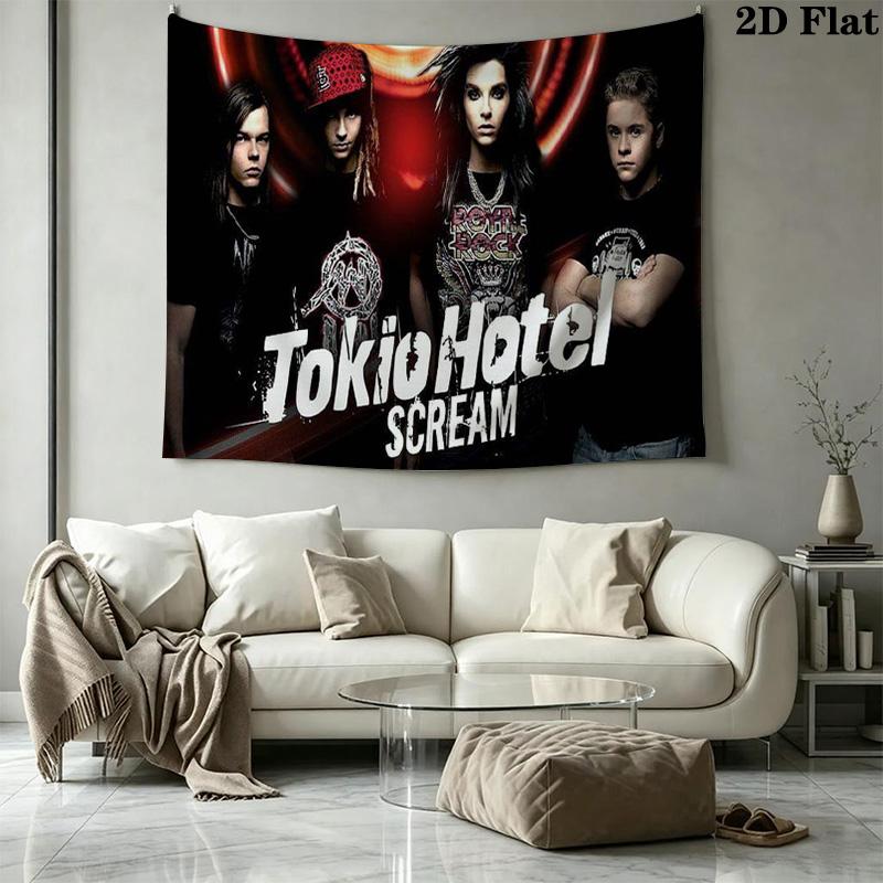 Tokio Hotel Wall Tapestry Aesthetic Wall Hanging Printed Fabric Blanket Decorative Tapestries for Bedroom Living Room Home Decor
