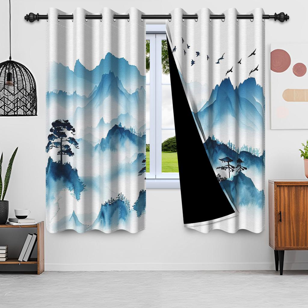 2pcs Red Plum Blossom Blackout Window Curtains Chinese Oil Painting Curtains For Bedroom Simple Style Home Interior Curtains
