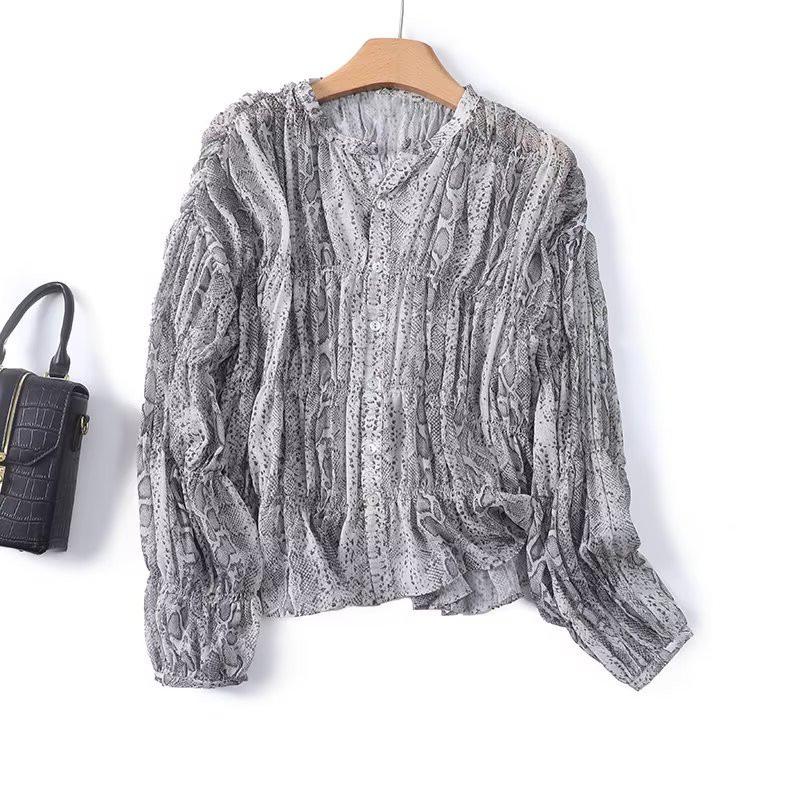 

BM&MD&ZA Women s Snake Print Casual Shirt - Spring/Summer Collection Large