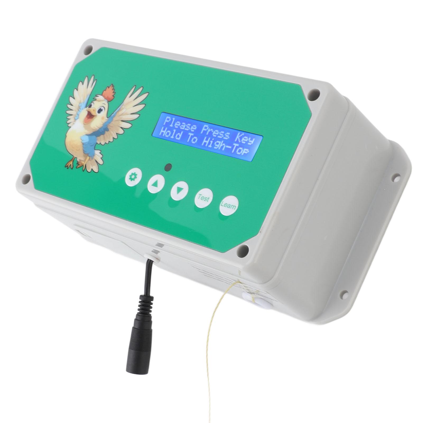 Chicken Coop Door Controller IP44 Waterproof Timer Remote Control Dual Power Supply Automatic Poultry House Door Opener