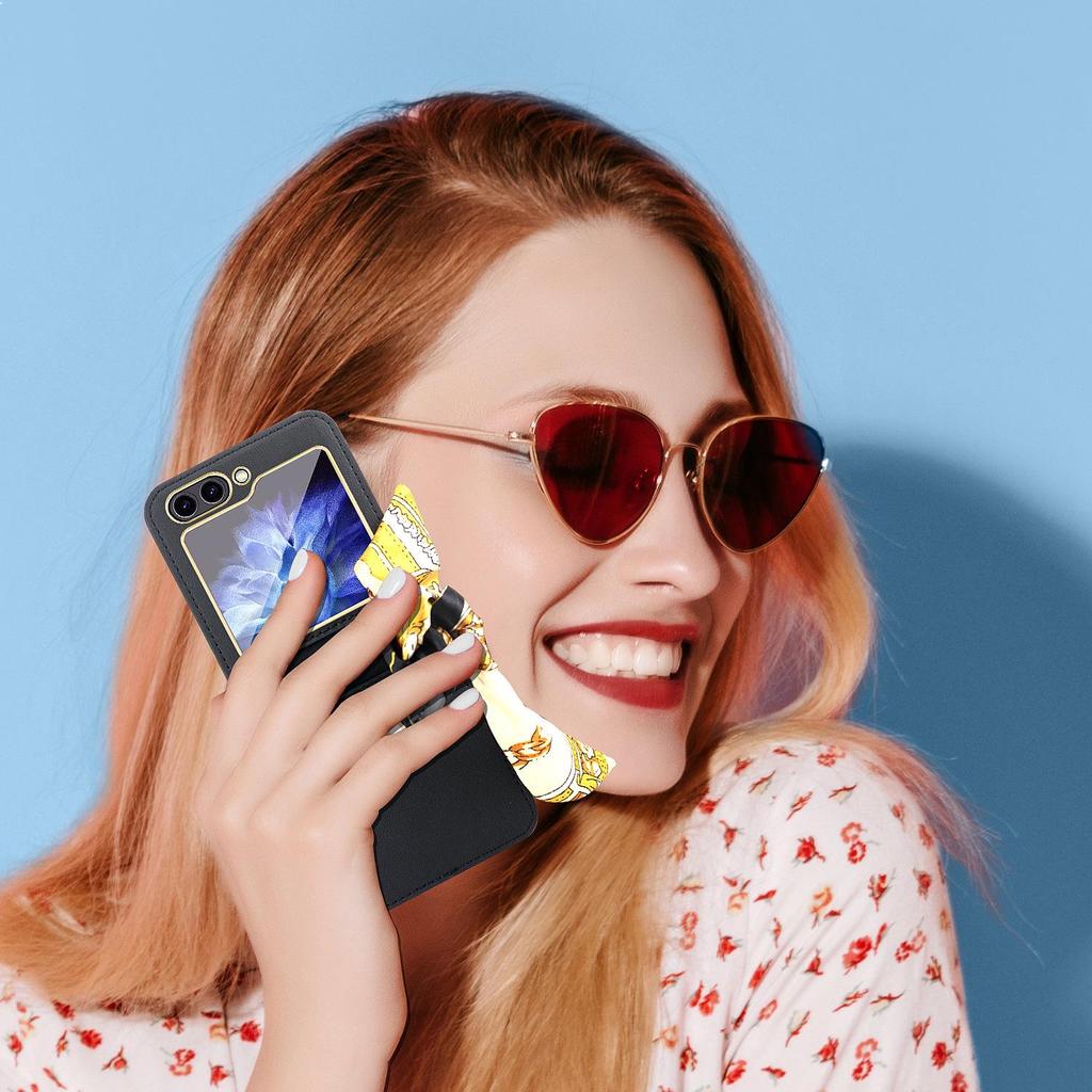 Stylish Silk Scarf Handheld Case for Samsung Z Flip 6, 3/4/5 Gen. - Elegant Cross-Border Design for Women.