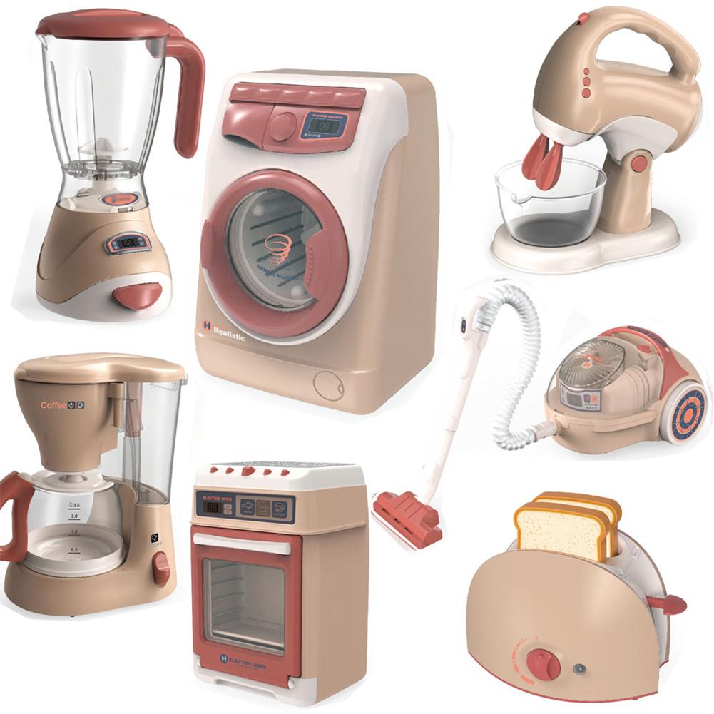 Kids Kitchen Appliances Toys Pretend Play Kitchen Set Juicer Toaster Mixer Coffee Machine Vacuum Cleaner