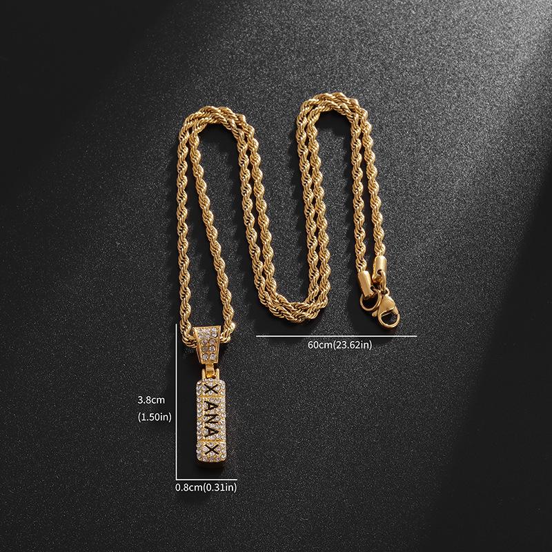 European and American Personality Exaggerated Hip Hop Necklace Mens Trendy Mens Necklace Full of Diamonds Punk Mens Hip Hop Necklace