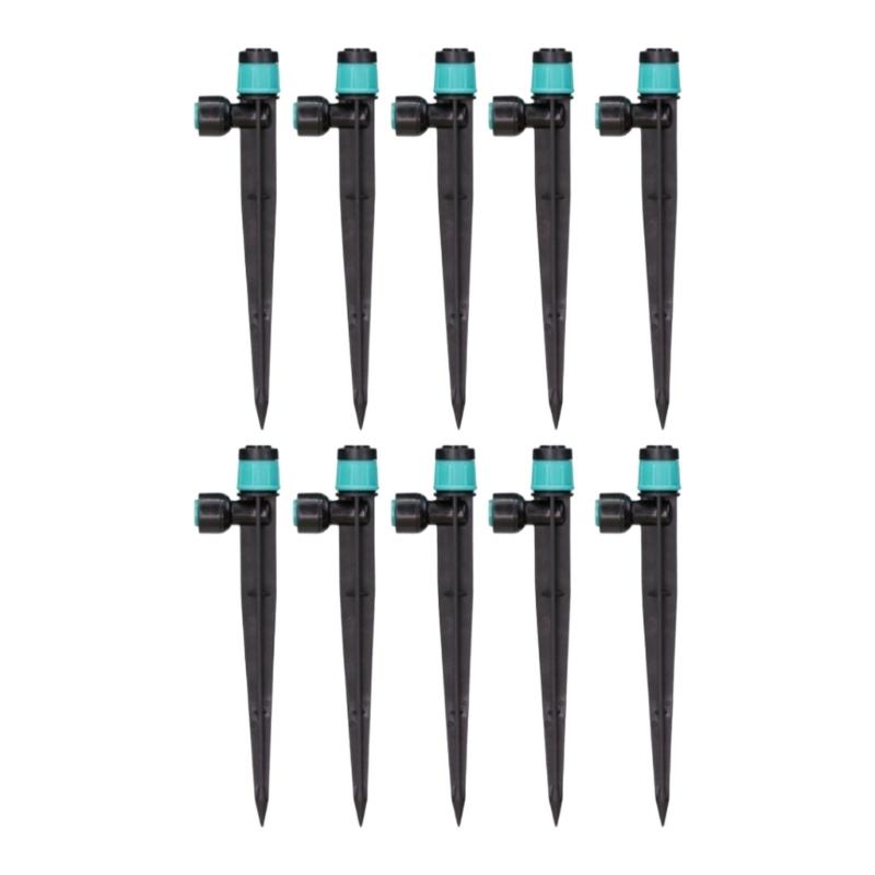10Pcs Drip Irrigation Stakes 360 Degree Drip Irrigation Rotating Sprinkler for Drip Tubing Irrigation Accessories