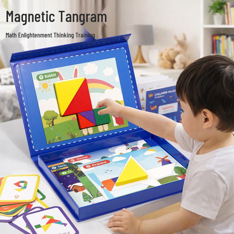 Wooden Magnetic Tangram Puzzle Set: Educational Toy for Children