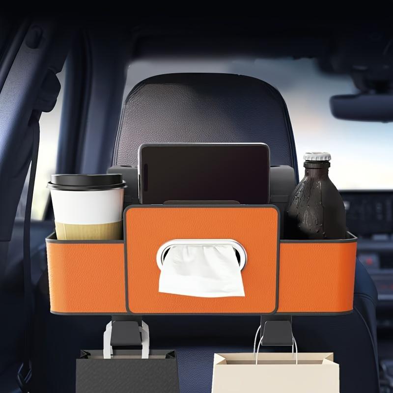 Car Seat Back Organizer with Tissue Box,Multifunctional Resin Storage Rack with Hooks for Access By Driver,Passenger,Vehicle Interior Organization