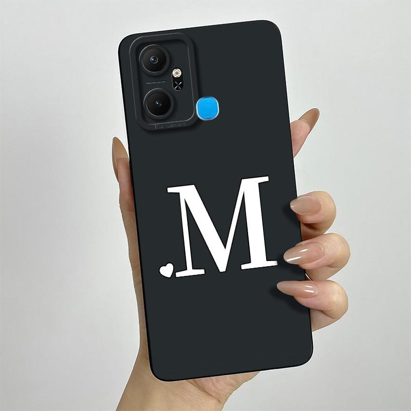 For Infinix Smart 6 Plus Case Infinix Smart6 Plus Phone Case X6823C Cute Initial Letters Square Soft Silicone Back Cover Fundas