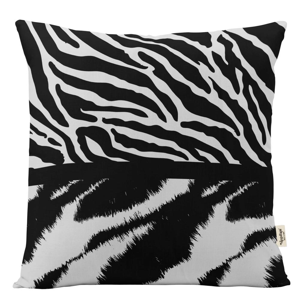 Vargottam Square Pillow Cover - Decorative Pillow Covers 12x12 Inches, Printed White & Black Theme Pillowcase,