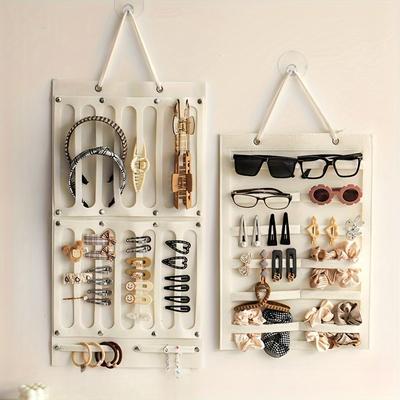 Felt Hair Accessory Storage Rack Large Wall Hanging Jewelry Organizer for Women Hair Clips Headband Multi-Purpose Storage Bag