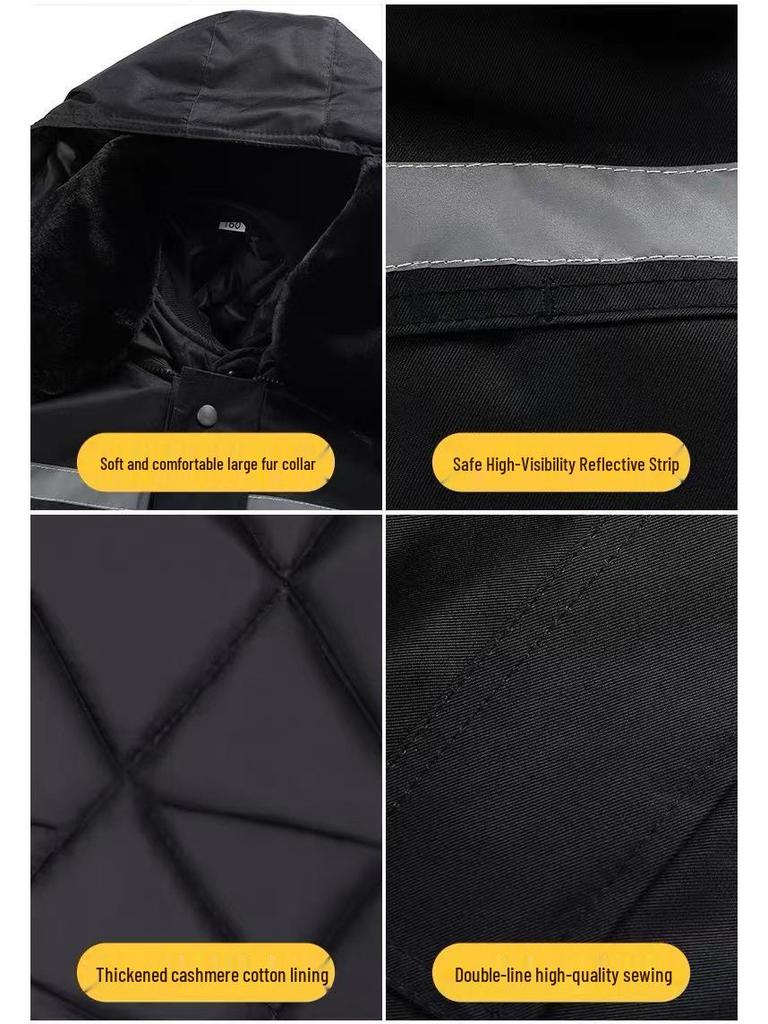 Autumn & Winter Windproof Waterproof Multi-functional Security Guard Coat with Cotton Insulation