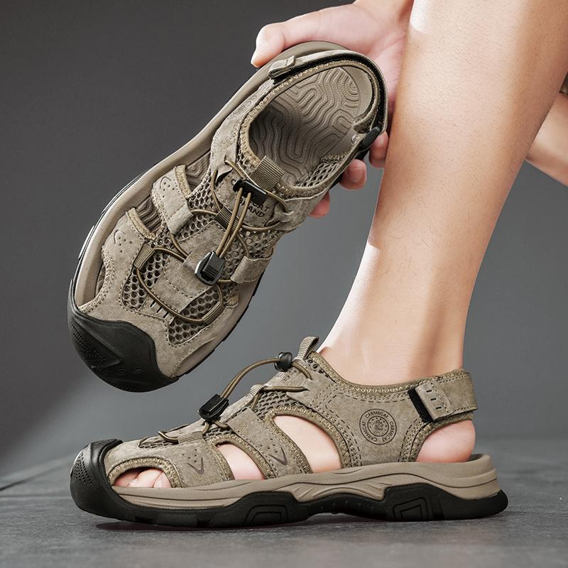 Fashion Summer Men's Sandals Beach Shoes Handmade Breathable Design Wading Casual Beach Shoes Lightweight Soft Bottom Outdoor Sandals