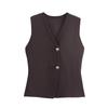Women's Gold Button Knit Vest Top - European & American Style