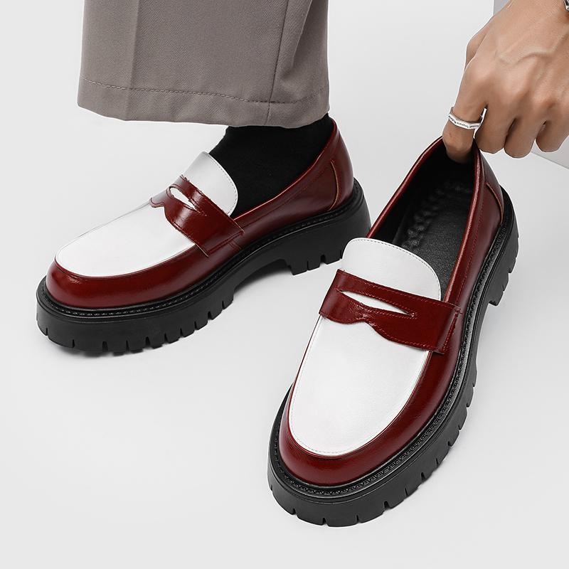 

Men Fashi New Korean Versi Ctrasting Color Casual Height Increasing Anti Slip Splicing Thick Soled Youth Men Shoes 38 красный
