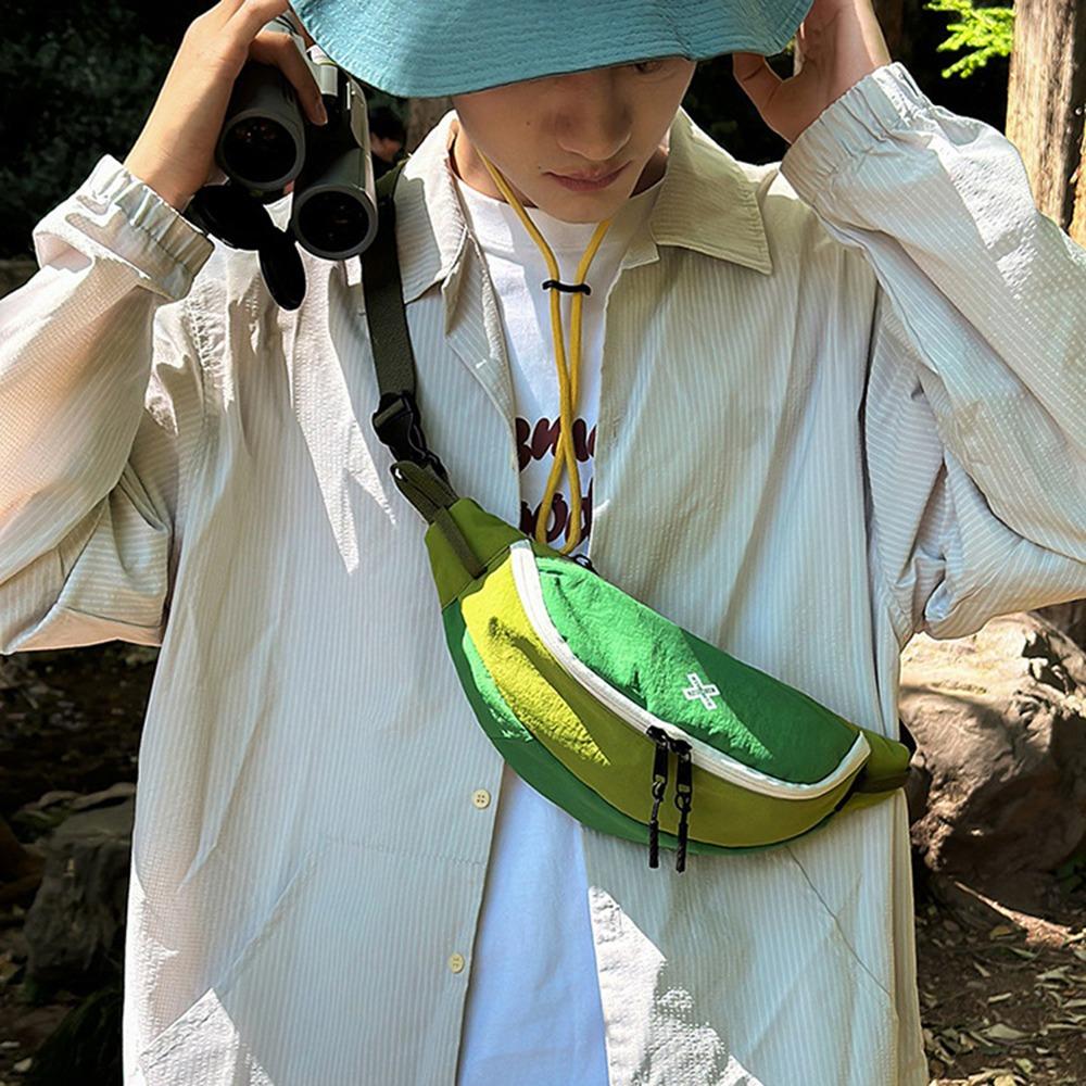 Color Contrast Crossbody Dumpling Bag Large Capacity Men Waist Bag Sports Chest Bag  Boys