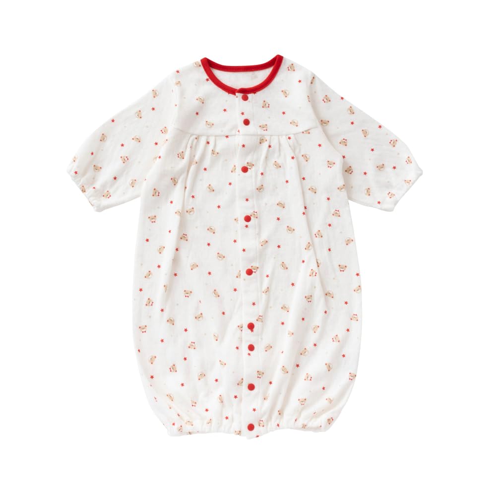 Cream De Coco with Bear Print for Newborns and Made In Sizes and Winter Two-Way All-in-One [Crotch Snaps/2-Way] Babies, Japan, 50-70cm [Spring,