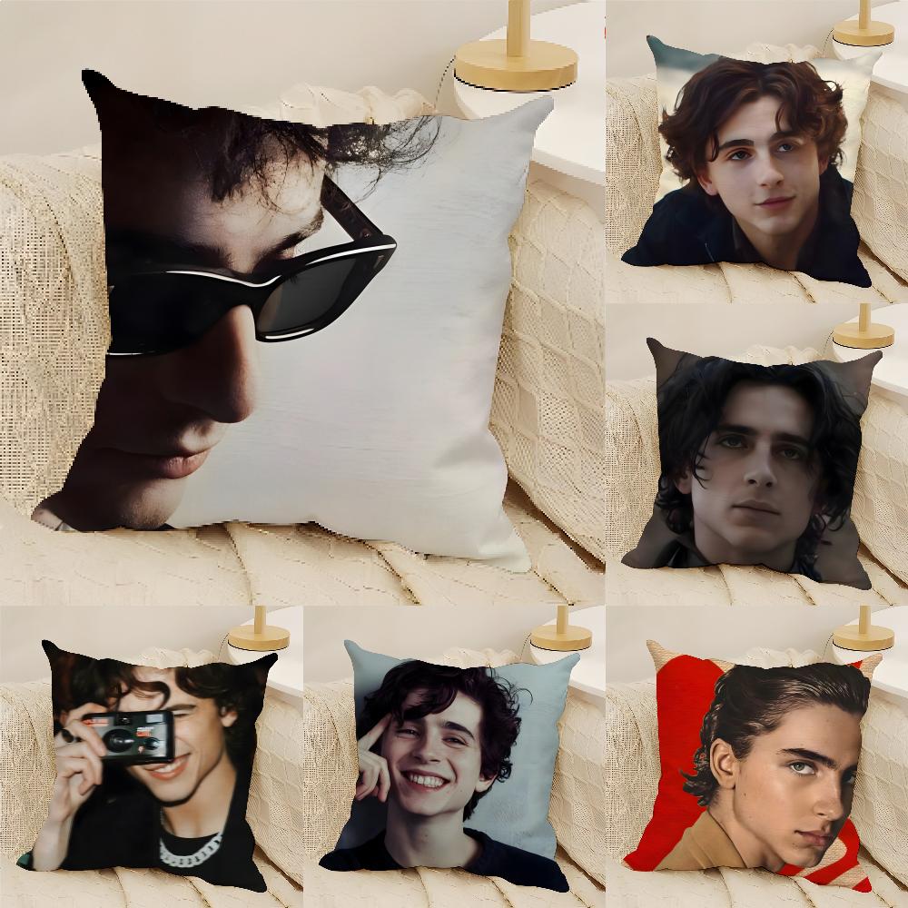 Fine Glasses Unisex Young Actor Star T-Timothee C-Chalamet Pillow Case Natural Linen Double-Sided Printing Sofa Home Decor Cushion Cover