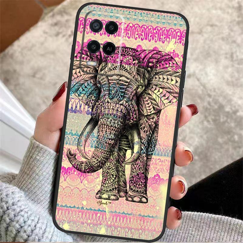 Elephant Mandala Aztec Case For Oppo A40 A16 A76 A96 A60 A98 A58 A78 A18 A38 A80 A77 A57 A17 A74 A54 A94 A15 A5 Pro