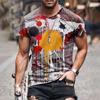 Men's Summer Casual 3D Printed Short Sleeve Round Neck Top T-shirt Blouse