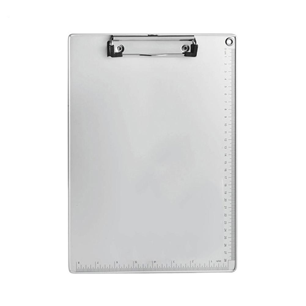 Aluminum Alloy Antislip File Hardboard Portable Writing Board with Centimeter Scales Silvery Simple Creative Stationery Supplies
