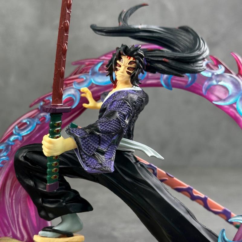 Kimetsu No Yaiba Fierce Battle with Black Death Mou Battle Tsukuni Enichi Luminous Version GK Statue Model Ornament Figure Wholesale