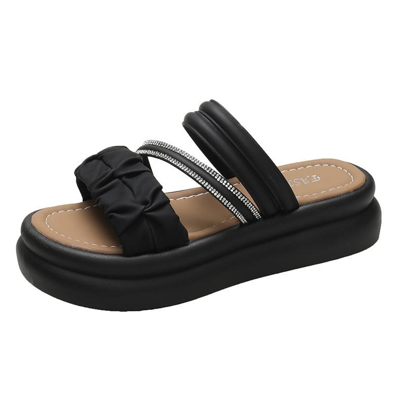 Two Wear Cool Slippers, Wear New Fashion Pearl Fairy Style with Skirt Platform Sandals In Summer