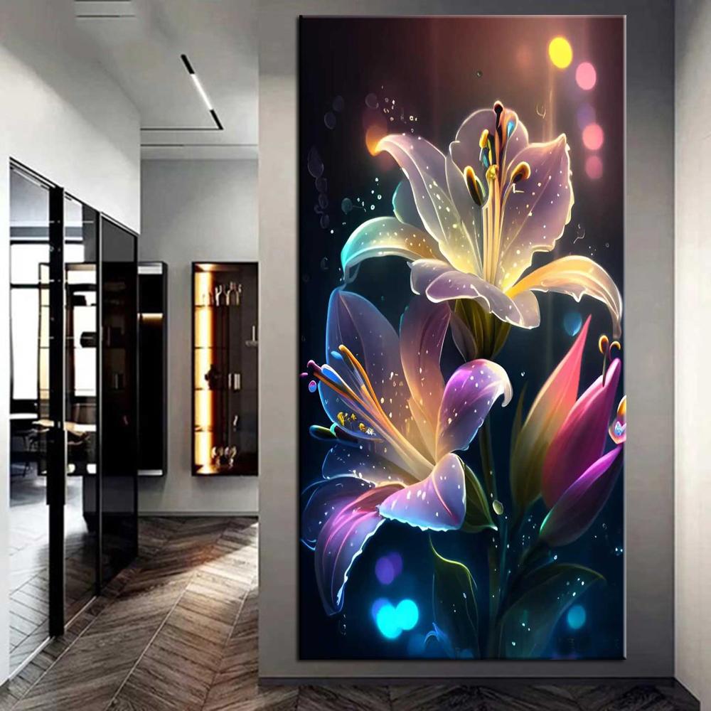 

Diy Большой Размер Красивые Цветы Лилии Алмазная Живопись Художественные Наборы 5D Полная Алмазная Мозаика Вышивка Горный Хрусталь Картина Настенный Декор J3773 round 30x60cm синий