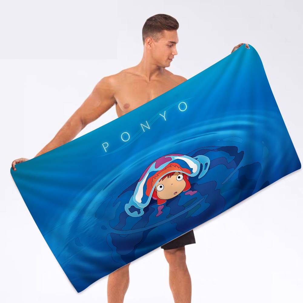 Japanese Cute P-Ponyo Movie on The Cliff Microfiber Blanket Quick Drying Beach Oversized Super Absorbent Pool Towel Blanket