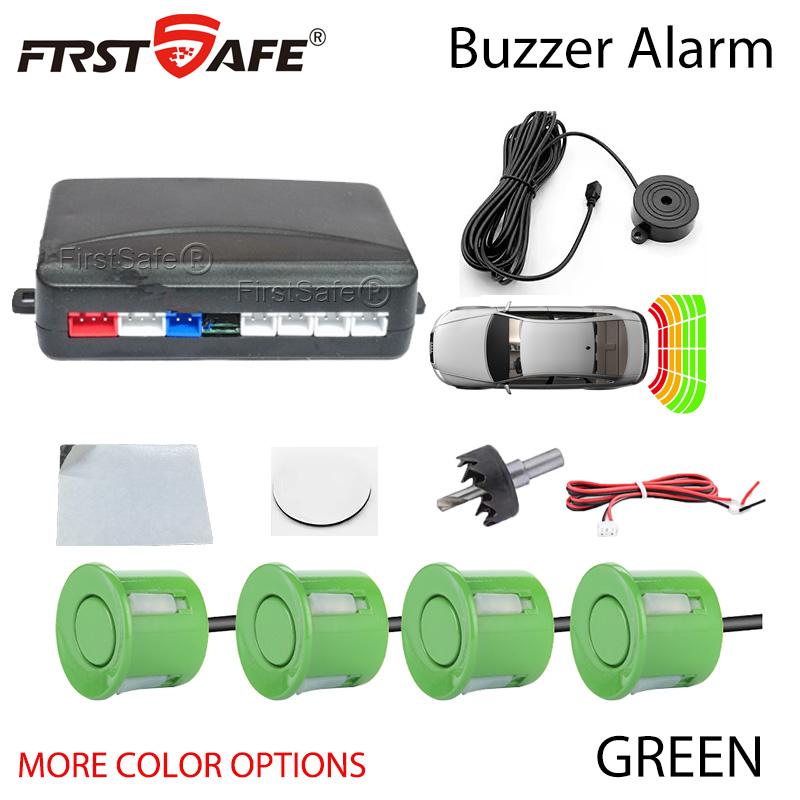 

FirstSafe Factory Car Parking Sensor Kit 4Sensors Buzzer Alarm 22mm Reverse Backup Radar Sound Alert Indicator Probe System 12V 078-GN-4-22MM