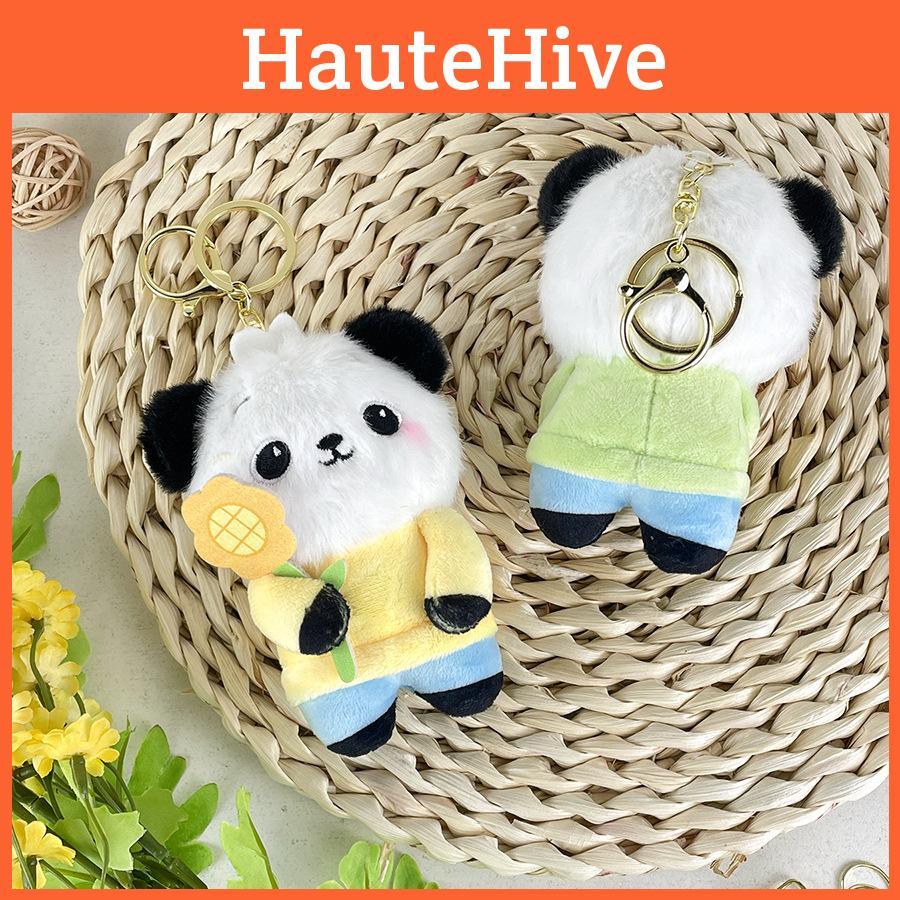 Plush Panda Sunflower Toys Bag Hanging Accessories Keychain Pendant Souvenir
