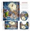 4pcs Christmas Shower Curtain Set, Waterproof Bathroom Decor with 12 Hooks, Non-Slip Rug & U-Shape Toilet Cover for Holiday Home