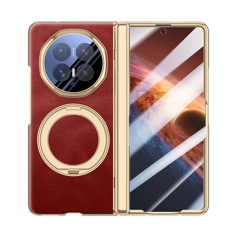 Applicable To Honor Magicv6 Mobile Phone Case and Film Integrated Rotating Bracket Magnetic Suction honorV6 Electroplating Axis Element Leather Case