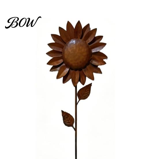 Picchetti Metallici da Giardino Rustici Picchetto Girasole, Scultura Floreale Ruggine Retrò, Ornamento Decorativo per Giardino Esterno Cortile Prato Decorazione Pesante